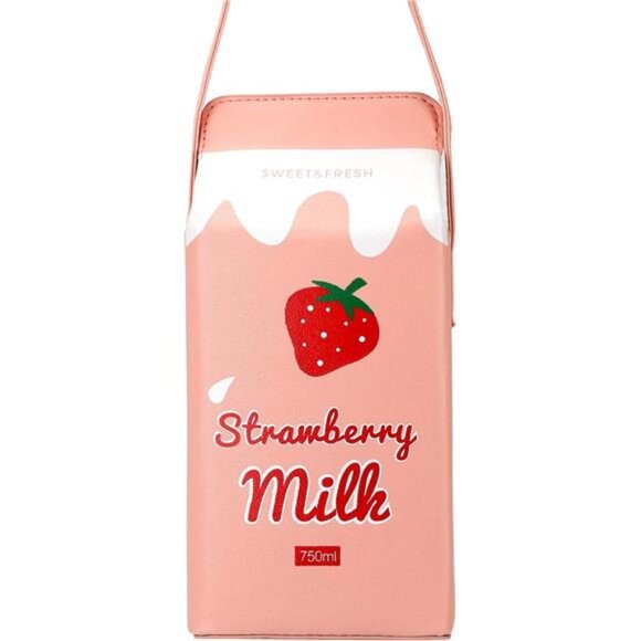 Cow appearance Milk Box CrossBody Purse Bag,PU Phone Shoulder Wallet for